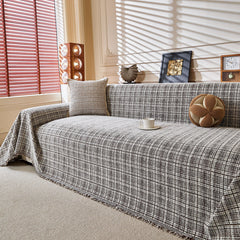 Textured Plaid Couch Throw Cover, Modern Decorative Sectional Furniture Covers - Ornate Home