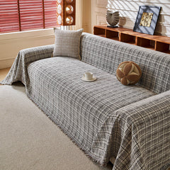 Textured Plaid Couch Throw Cover, Modern Decorative Sectional Furniture Covers - Ornate Home