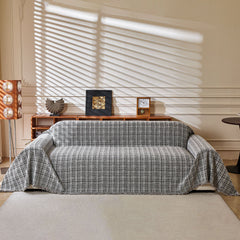 Textured Plaid Couch Throw Cover, Modern Decorative Sectional Furniture Covers - Ornate Home