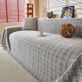 Textured Plaid Couch Throw Cover, Modern Decorative Sectional Furniture Covers - Ornate Home