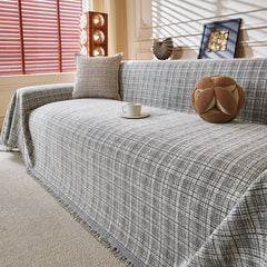 Textured Plaid Couch Throw Cover, Modern Decorative Sectional Furniture Covers - Ornate Home