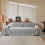Textured Plaid Couch Throw Cover, Modern Decorative Sectional Furniture Covers - Ornate Home