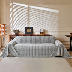 Textured Plaid Couch Throw Cover, Modern Decorative Sectional Furniture Covers - Ornate Home