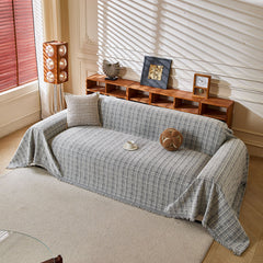 Textured Plaid Couch Throw Cover, Modern Decorative Sectional Furniture Covers - Ornate Home