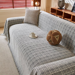 Textured Plaid Couch Throw Cover, Modern Decorative Sectional Furniture Covers - Ornate Home