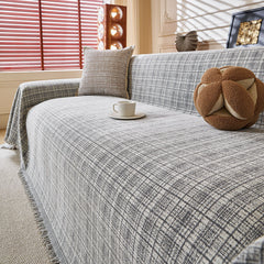 Textured Plaid Couch Throw Cover, Modern Decorative Sectional Furniture Covers - Ornate Home