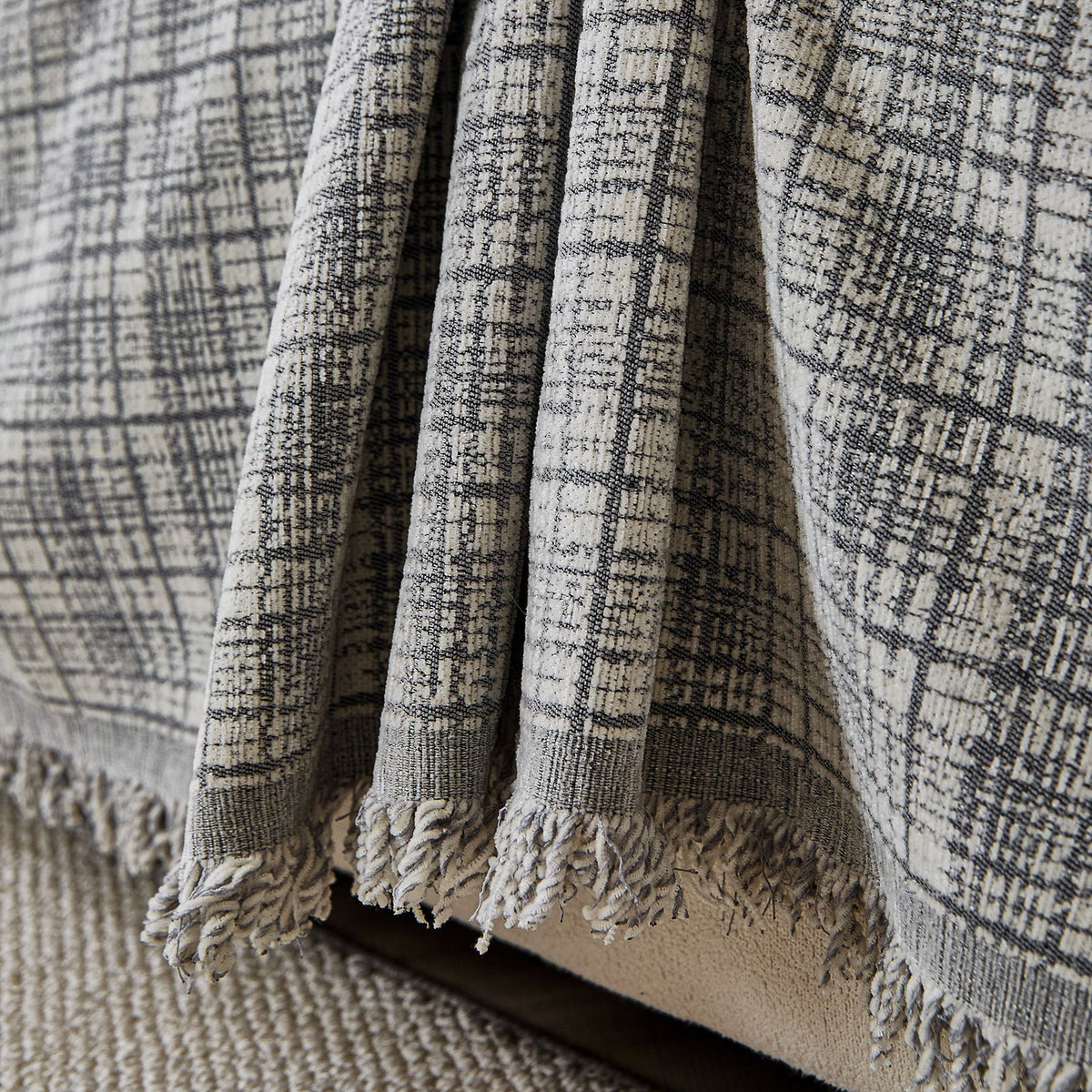 Textured Plaid Couch Throw Cover, Modern Decorative Sectional Furniture Covers - Ornate Home