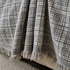 Textured Plaid Couch Throw Cover, Modern Decorative Sectional Furniture Covers - Ornate Home