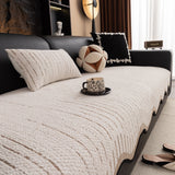 Textured Sofa Seat Cover with Wave Edge – Non-Slip, Washable Couch Throw Protector - Ornate Home