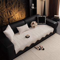 Textured Sofa Seat Cover with Wave Edge – Non-Slip, Washable Couch Throw Protector - Ornate Home