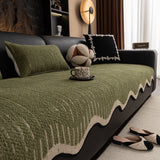 Textured Sofa Seat Cover with Wave Edge – Non-Slip, Washable Couch Throw Protector - Ornate Home