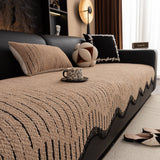 Textured Sofa Seat Cover with Wave Edge – Non-Slip, Washable Couch Throw Protector - Ornate Home