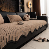 Textured Sofa Seat Cover with Wave Edge – Non-Slip, Washable Couch Throw Protector - Ornate Home