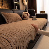 Textured Sofa Seat Cover with Wave Edge – Non-Slip, Washable Couch Throw Protector - Ornate Home