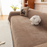 Textured Striped Cozy Couch Cover Throw Blanket with Pom Pom Trim for Sectional Sofa - Ornate Home