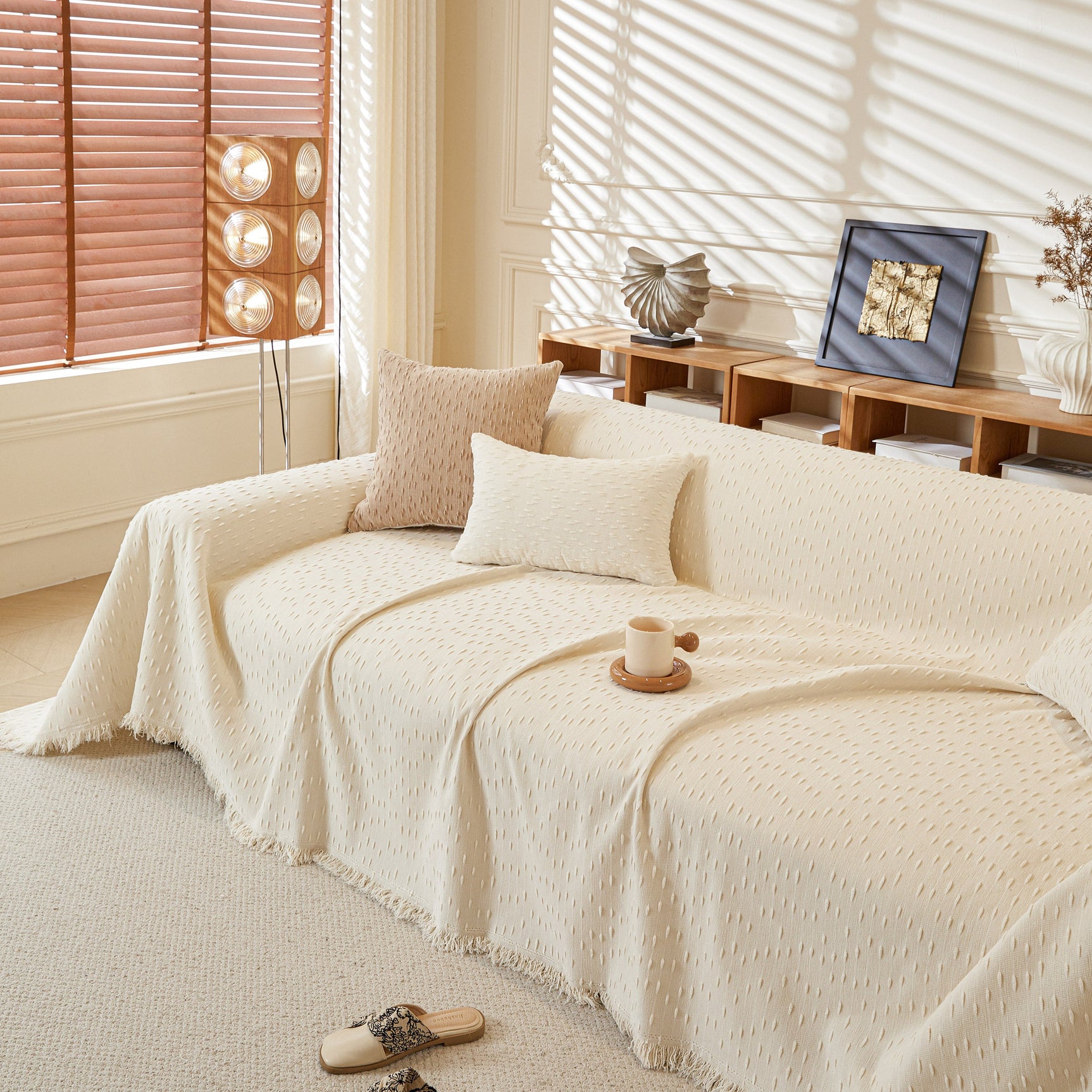 Textured Throw Blanket with 3D Dobby Weave, Minimalist Furniture Protector for Couch - Ornate Home