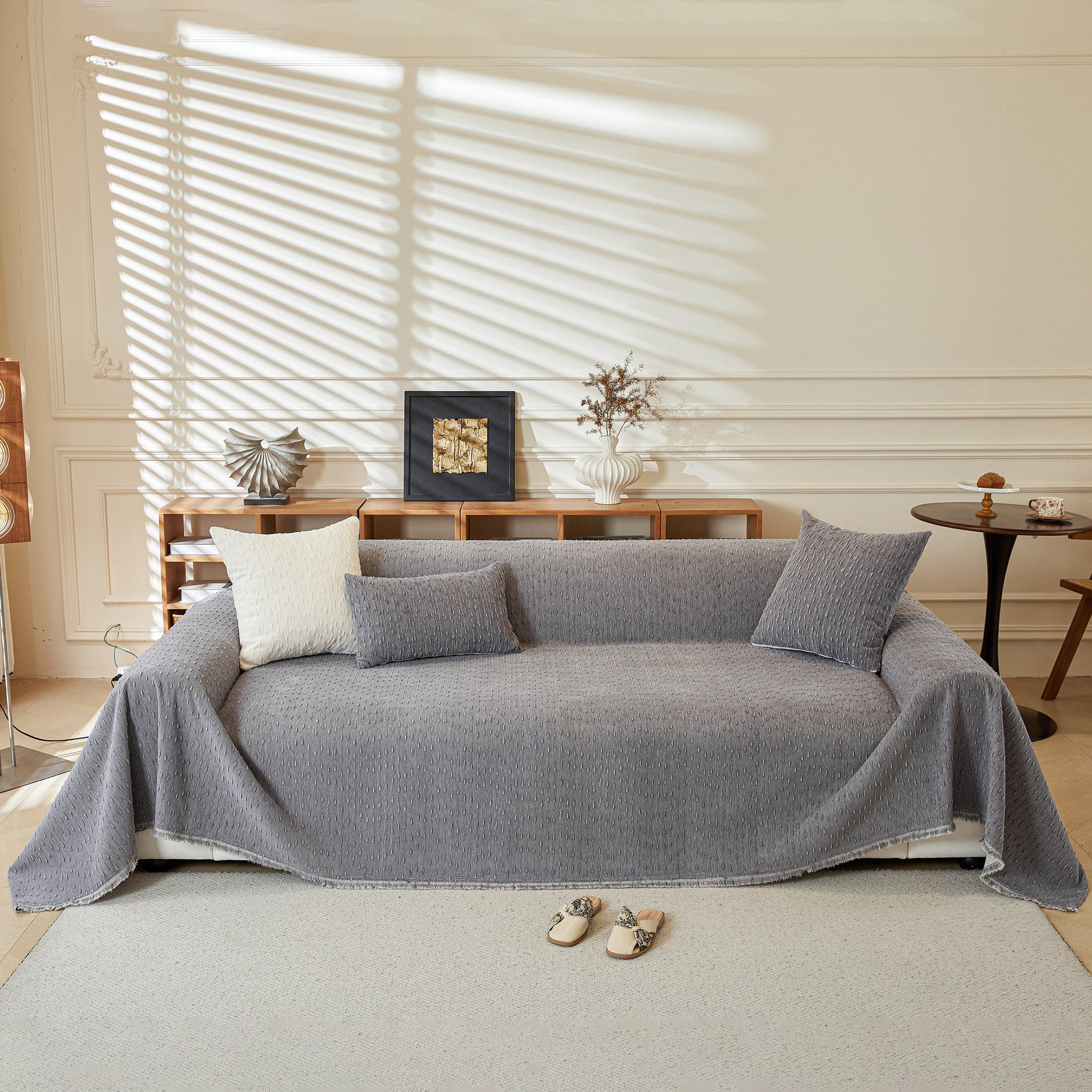 Textured Throw Blanket with 3D Dobby Weave, Minimalist Furniture Protector for Couch - Ornate Home