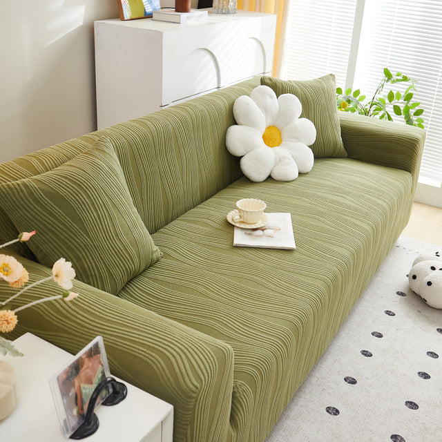 Textured Wave Stretch Sofa Couch Cover, Soft Washable Spandex Furniture Slipcovers - Ornate Home
