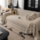 Textured Woven Furniture Protector for Couch, Rustic Farmhouse Sofa Throw Blanket - Ornate Home