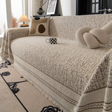 Textured Woven Furniture Protector for Couch, Rustic Farmhouse Sofa Throw Blanket - Ornate Home