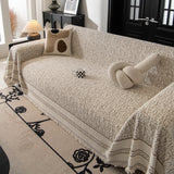 Textured Woven Furniture Protector for Couch, Rustic Farmhouse Sofa Throw Blanket - Ornate Home