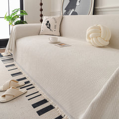 Textured Woven Modern Sofa Cover, Natural Blend Decorative Couch Throw Blanket - Ornate Home