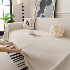 Textured Woven Modern Sofa Cover, Natural Blend Decorative Couch Throw Blanket - Ornate Home