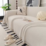 Textured Woven Modern Sofa Cover, Natural Blend Decorative Couch Throw Blanket - Ornate Home