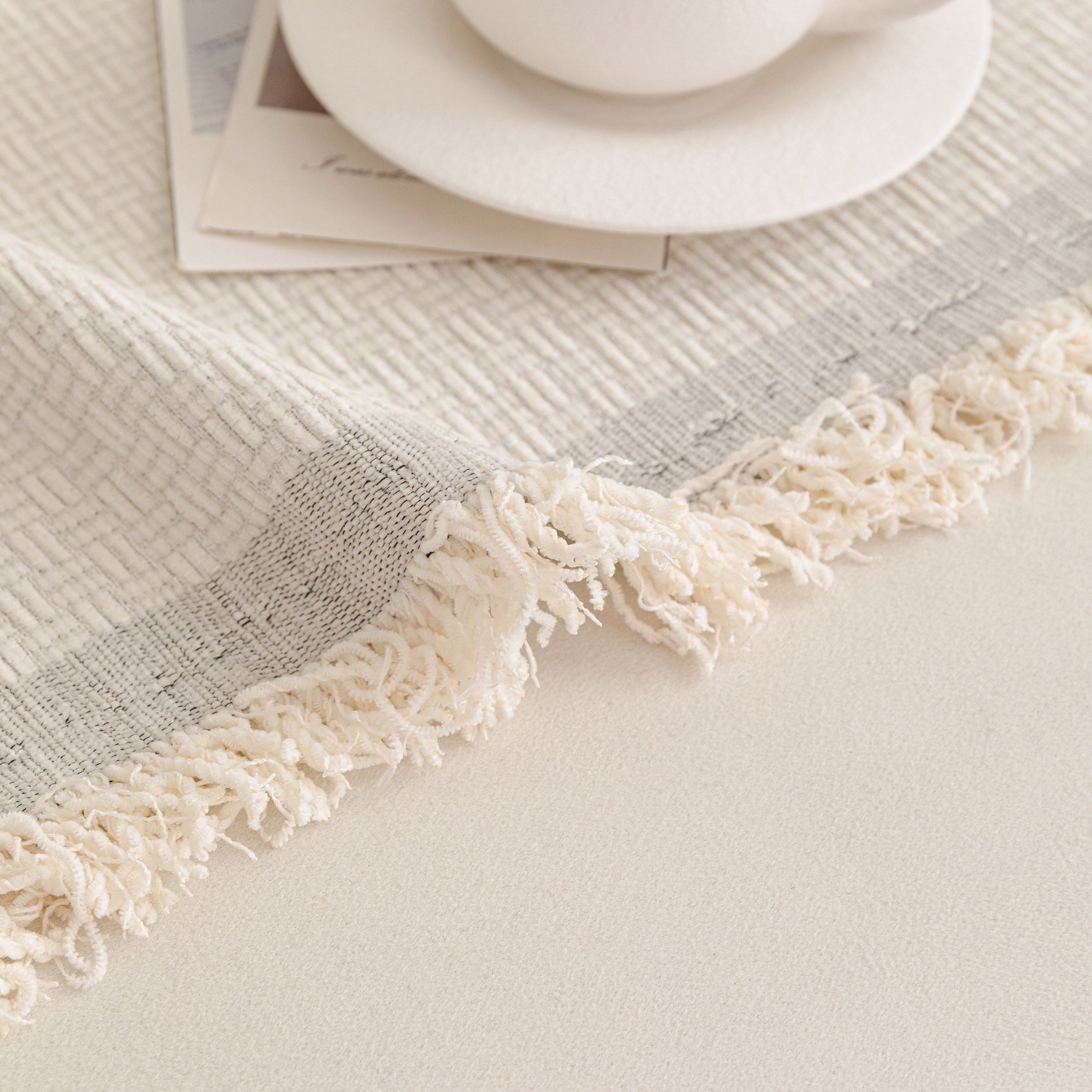 Textured Woven Modern Sofa Cover, Natural Blend Decorative Couch Throw Blanket - Ornate Home