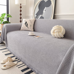 Textured Woven Modern Sofa Cover, Natural Blend Decorative Couch Throw Blanket - Ornate Home