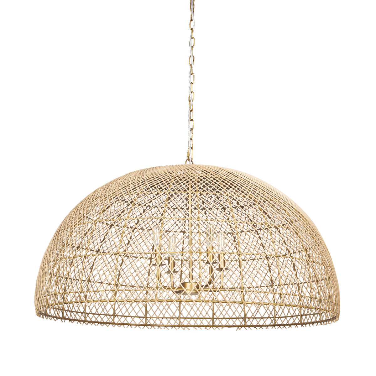 Thad Natural 4-Light Woven Rattan Dome Chandelier - Ornate Home
