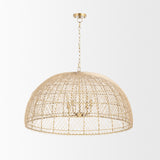 Thad Natural 4-Light Woven Rattan Dome Chandelier - Ornate Home