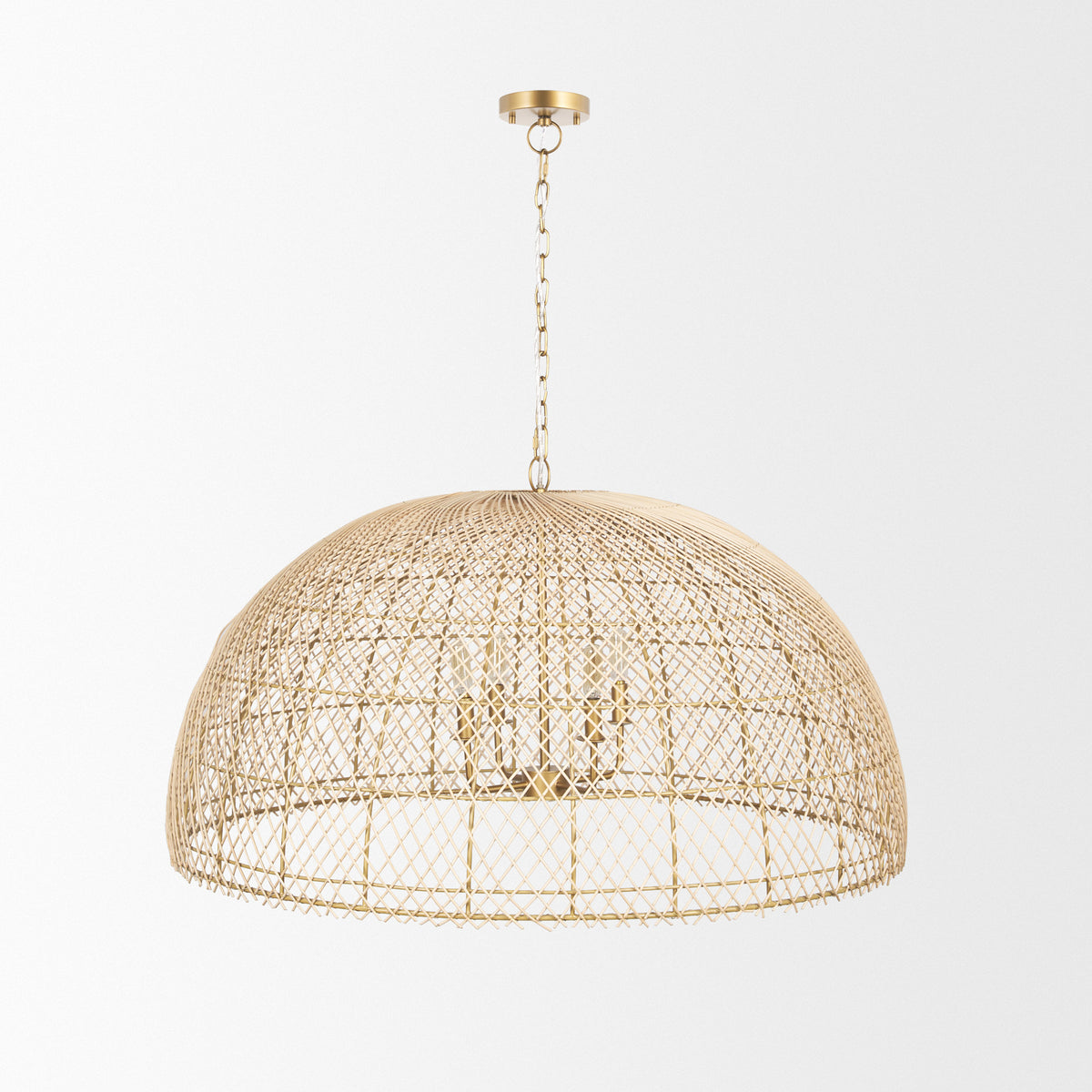 Thad Natural 4-Light Woven Rattan Dome Chandelier - Ornate Home