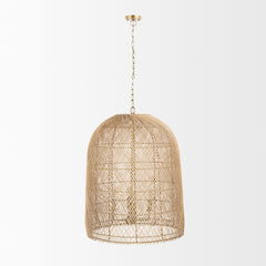 Thad Natural 4-Light Woven Rattan Foyer Chandelier