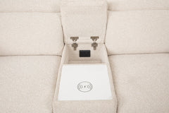 Thaddea White Power Sofa & Loveseat - Ornate Home
