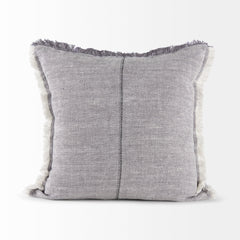 Thais Blue/Cream 20x20 Fringed Pillow Cover - Ornate Home