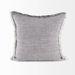 Thais Blue/Cream 20x20 Fringed Pillow Cover - Ornate Home