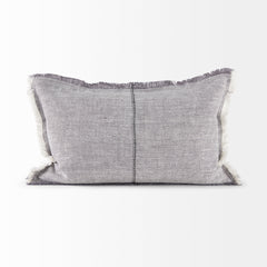 Thais Gray 13x21 Fabric Fringed Decorative Pillow Cover - Ornate Home