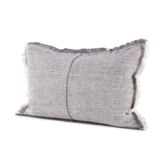 Thais Gray 13x21 Fabric Fringed Pillow Cover with Non-Allergen Filler (Set of 2) - Ornate Home