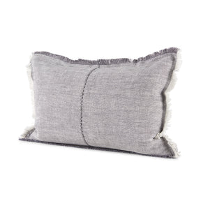Thais Gray 13x21 Fabric Fringed Pillow Cover with Non-Allergen Filler (Set of 2) - Ornate Home