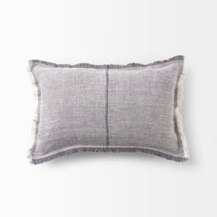 Thais Gray 13x21 Fabric Fringed Pillow Cover with Non-Allergen Filler (Set of 2) - Ornate Home