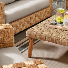 Thames Natural Light Gray 4-Piece Outdoor Patio Wicker Outdoor Patio Rattan Furniture Set - Ornate Home