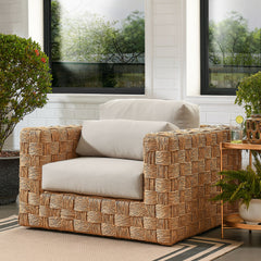 Thames Natural Light Gray Outdoor Patio Wicker Outdoor Patio Rattan Armchair - Ornate Home