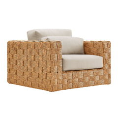 Thames Natural Light Gray Outdoor Patio Wicker Outdoor Patio Rattan Armchair - Ornate Home