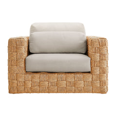 Thames Natural Light Gray Outdoor Patio Wicker Outdoor Patio Rattan Armchair - Ornate Home