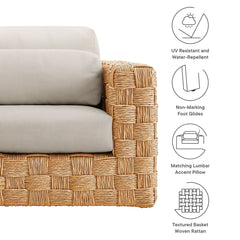 Thames Natural Light Gray Outdoor Patio Wicker Outdoor Patio Rattan Armchair - Ornate Home