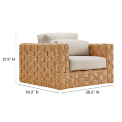 Thames Natural Light Gray Outdoor Patio Wicker Outdoor Patio Rattan Armchair - Ornate Home
