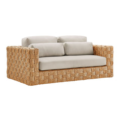 Thames Natural Light Gray Outdoor Patio Wicker Outdoor Patio Rattan Loveseat - Ornate Home