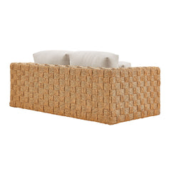Thames Natural Light Gray Outdoor Patio Wicker Outdoor Patio Rattan Loveseat - Ornate Home