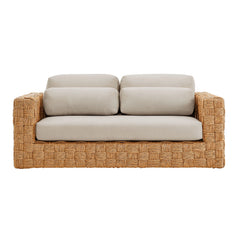 Thames Natural Light Gray Outdoor Patio Wicker Outdoor Patio Rattan Loveseat - Ornate Home